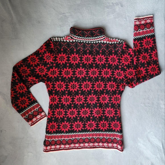 Obermeyer 1/4 Zip Nordic Fair Isle Wool Blend Ski Sweater, Women's Size Medium - Picture 3 of 7